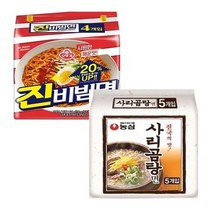 오뚜기 진비빔면 멀티(4입)1팩 + 농심 사리곰탕면 멀티(5입)1팩 봉지라면, 9개입