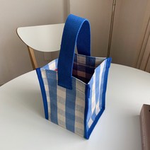 패브릭 체크 사각 버킷백 포인트 마실백