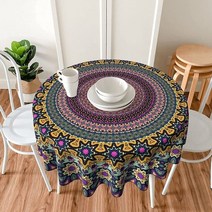 캠핑테이블매트 감성 테이블보 북유럽 에스닉 보헤미안 빈티지 인디언 만다라 멕시코 히피 스타일 라운드 방수 및 주름 레트로, 보헤미아 사람, 150x150cm