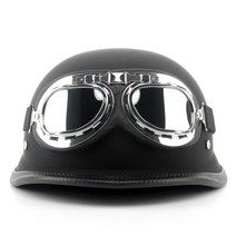 감성 제 2 차 세계 대전 독일 바이크 오토바이 헬멧 Motorcross Capacete 레트로 반 매트 밝은 검정 도금 방지 탄소 섬유 ABS, [01] L, [01] 1
