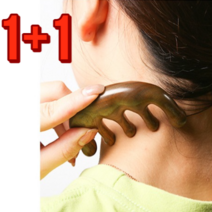 1+1 두피 괄사 빗 나무 우드 림프 마사지기, 괄사 라운드형 2개