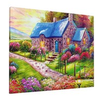 액자 캔버스형보석십자수 Diy세트 라운드 비즈 40 X 50cm, 062.블루 옥상 집, 40cm*50cm
