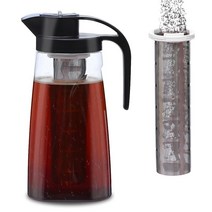 ElementalKitchen 콜드 브루 커피 메이커 스테인리스 스틸 필터 포함 2L(70온스) 1.9L(2쿼트) 밀폐 BPA 프리 트라이탄 피처 크라우드 아이스 티 메이, 1개