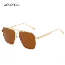 Eyewear Oversized Sun Glasses Lightweight Men's Metal Frame Polygon, 08 GOLD-TEA