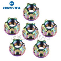 Wanyifa 티타늄 너트 M6M8M10M12M14M16 Torx 플랜지 육각 너트 오토바이 리어 액슬 6pcs, M12 1.25Pitch+Rainbow