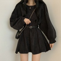 [예쁨시전] 여성 하이콜드 프렌치 코듀로이 원피스