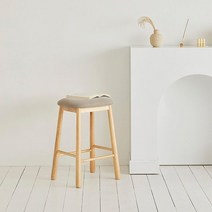 [천삼백케이] [세레스홈] 원목 멜로우 스툴 주방 아일랜드식탁 홈바 높은 의자, 베이지