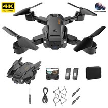 4K HD 카메라 FPV 접이식 쿼드콥터 헤드리스 모드 2.4GHz 4CH RC 드론 고도 유지 6 축 자이로스코프 LED, 05 Dual Camera 2pcs B