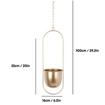 정원 금속 걸이식 화분 식물 행거 체인 바구니 꽃 홀더 꽃병 홈 발코니 장식, [08] Gold Oval