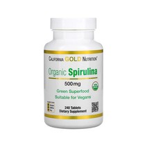 California Gold Nutrition 켈리포니아골드뉴트리션 유기농 스피룰리나 USDA 인증 유기농 클로렐라 500mg 240정