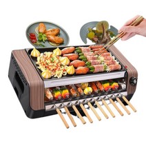 꼬치구이 그릴 양꼬치기계 가정용 바베큐 꼬치 자동회전 캠핑용 멀티 전기 석쇠 그릴, 코팅 그릴팬 셋트