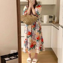 메이킹유 바캉스 박시핏 플라워프린팅 미디원피스 C7707프래디원피스