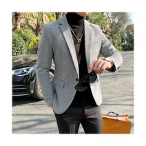 남성용 비즈니스 캐주얼 재킷 코트 체크 무늬 멋진 슬림