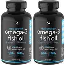 스포츠리서치 트리플 스트렝스 오메가-3 피쉬 오일 1250mg 소프트젤, 90개입, 2개