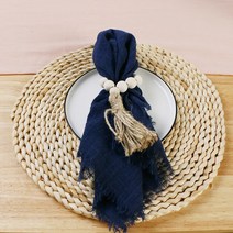 천 린넨 디자인 호텔 재사용 리유저블 냅킨 웨딩 테이블 데쿠 파주 42x42cm 국가 더스티 블루 100 면 손수건 소박한 10 피스, [13] navy