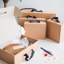 크라프트 손잡이 선물상자(C형+파도간지/10매) 종이박스제작 포장 끈상자 답례품 접이식 병 행사, 검정색