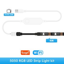 방송조명 유튜브 방송용 링라이트 촬영 조명 장비 제품 USB TV Led 스트립 RGB 테이프 투야 스마트 와이파이 유연한 램프 스크린 백 지원 알렉사 구글 50C 694EA 4, No waterproof, 03 4 Meter Kit