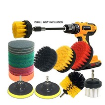 드릴 파워 스크러버 브러시 수세미 패드 및 스폰지 클리닝 키트 - 클리너 스크러빙 무선 드릴 수영장 타일 청소용 (드릴 브러시 13개), 20pcs