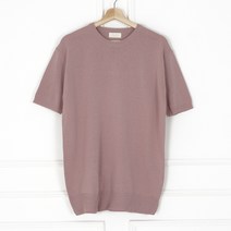 NOB 연분홍 남자 여름 린넨 라운드 반팔 니트