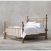 침대 프레임 가구 엔틱 인테리어 빈티지 원목, 풍화된 흰색 1200mmx2000mm, 풍화된 흰색 1200mmx2000mm