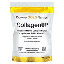 California Gold Nutrition CollagenUP 히알루론산 및 비타민C 함유 가수분해 해양 콜라겐 펩타이드 무맛 206g 7.26oz 92629, 7.26 온스