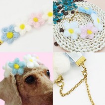강아지화관 애견 고양이 머리 꽃 띠 왕관 S 옷 귀여운 패션 목 턱받이 줄 파티 생일, 1, 본상품선택
