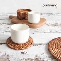 라탄 원형 컵받침 티코스터 홈카페 홀더, 10cm