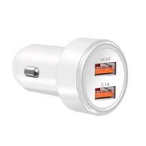 자동차 충전기 배터리 30W 미니 듀얼 Usb 자동차 충전기 휴대 전화 태블릿 GPS 5A 빠른 USB 어댑터, 02 White