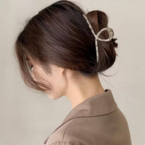 메탈 화이트큐빅 헤어 집게핀