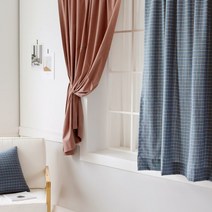 까르데코 코듀로이 빌리브 브라운+기모 네이비체크 창문커튼 2장