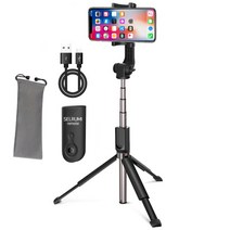 셀루미 INTO 3세대 레벨업 2in1 블루투스 셀카봉 삼각대, BT-500(제트블랙)