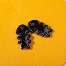 도자기그릇 도자기식기 흑백 세라믹 물고기 뼈 목걸이 펜던트 도자기 DIY 액세서리 도매 Z042 Kralen, [02] 2pcs-27mm-Z042B