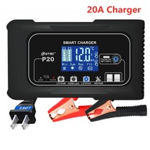 12V 배터리 HTRC 자동차 스마트 충전기 납산 PB AGM LiFePO4 자동 오토바이 10A 15A 20A 25A 24V, 20A Charger+EU PLUG