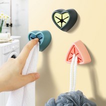 원터치 걸이 후크 고리 벽걸이행거 무타공옷걸이 부착, 삼각형걸이 블루그린, 하트걸이 블루그린