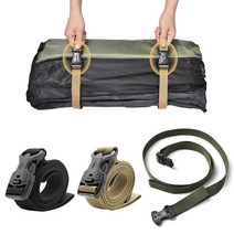 노옵션 부피줄임 캠핑 웨빙 백팩킹 침낭 매트 이불 정리끈 압축벨트 스트랩 조임끈 버클 끈, 블랙, 1개