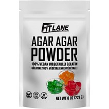 Fit Lane Vegan Gelatin Agar Agar Powder 핏레인 비건 젤라틴 아가아가 파우더 우뭇가사리 한천 분말 가루 8oz(227g), 1개, 227g