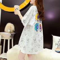 Ssysomey 순면 프린트 루즈핏 티셔츠