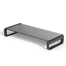 클라빙 강화 유리 모니터 받침대 스탠드 USB 포트 화이트/블랙, USB 모니터 받침대(블랙)