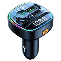 차량용블루투스 자동차 송신기 용 블루투스 5.0 핸즈프리 라디오 모듈레이터 플레이어 22.5W USB 충전 어, 01 c22