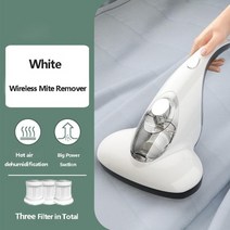 홈 핸드 헬드 무선 진드기 제거 악기 침대 소파 진공 진드기 제거제 기계 uv 램프 진공 청소기, 화이트 3필터