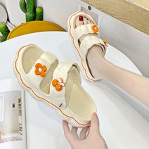 일월전빵 여성 EVA 플라워 스트랩 5cm 통굽 키높이 아쿠아 샌들 푹신한 슬리퍼 B-S063