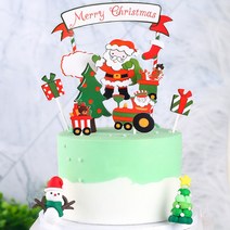 은꽃밴드 크리스마스파티토퍼_깃발과기차(9p세트) 케이크토퍼 남아생일파티 생일초 케이크픽, I-17 크리스마스파티토퍼_깃발과기차(9p세트)