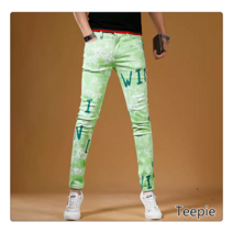 티피/Teepie 프린팅 청바지 슬림 스몰 발고급 헤어스타일리스트 쫀쫀 팬츠