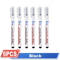 긴 헤드 20mm 목공마카펜 나무용 페인트 아크릴 윈도우 유리에쓰는펜 틈새 마커펜 마카 30mm 마킹 방수, 6pcs-Black