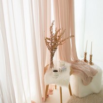 로맨틱 핑크 쉬폰 커튼-세로270~300cm/아일렛 스타일