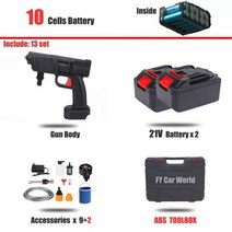 100Bar 무선 고압 세차 건 30000mAh 거품 발생기 물총 스프레이 클리너 마끼다 세차기, 해외배송, 유형 4