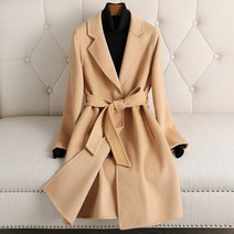 겨울 여성용 핸드메이드 코트 양면 100% 울 슬림핏 코트