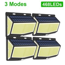 태양열 태양광 야외 램프 조명 4mode 222 led 빛 모션 센서 벽 빛 방수 발전 정원 장식 고정 장치 153, 4pcs 468led-3 모드, 협력사