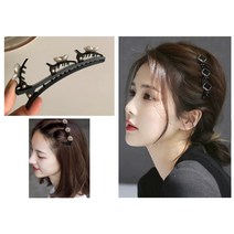 3단 포인트 앞머리 집게핀 3종세트, 블랙, 1개