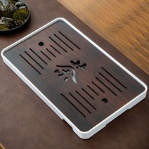 전통 원목 다도 차판 차 트레이 대나무 가정용 간단한 쿵후 세트 작은 배수 건식 보관, 42와 25cm